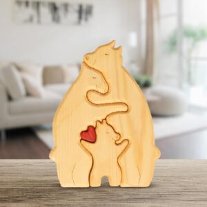 Puzle de Madera Familia de Osos Talla Artesanal Decorativa